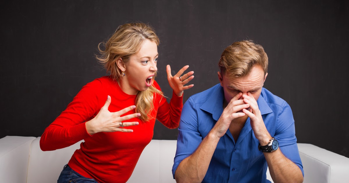 Woman yelling at man